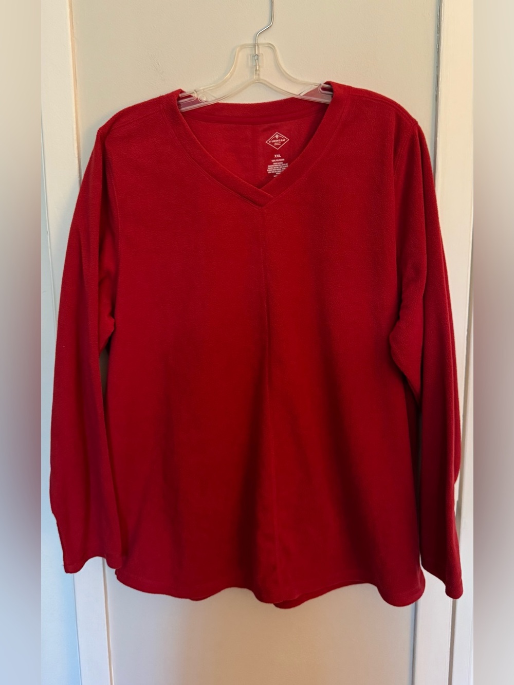St. John’s Bay XXL Red Fleece V-Neck Pullover Long Sleeve NWT